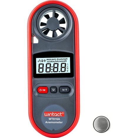 Jauge de compteur de vitesse du vent portable anémomètre. anémomètre de température de l'air numérique thermomètre de compteur de vitesse du vent vélomètre CVC (1/5)