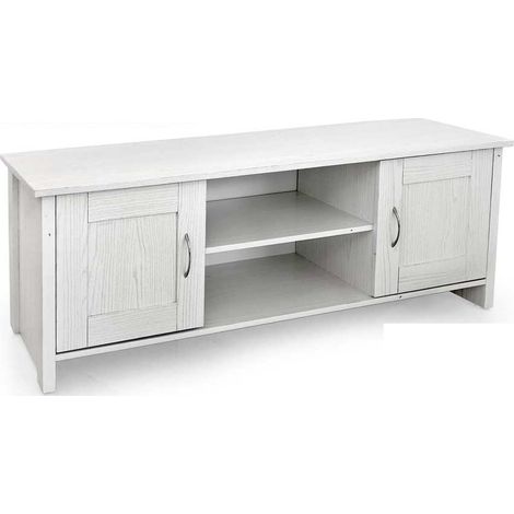 MOBILE DA ARREDO PORTA TV IN LEGNO CON 2 ANTE E VANI APERTI 130X39X48 CM BIANCO (1/2)