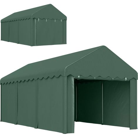 Carport Abri de Voiture Tente de Garage en Acier Galvanisé et Polyester Vert Foncé 3x6 m - PANGIVO (1/5)