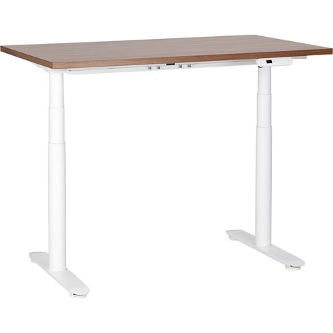 Scrivania regolabile in altezza elettricamente marrone scuro e bianco 120 x 72 cm DESTINAS