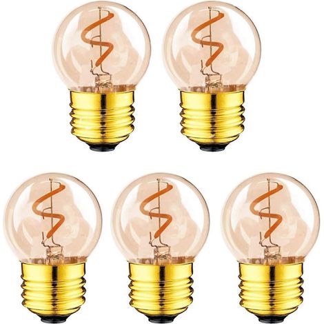G40 LED-Edison-Glühbirne, 2 W, dimmbar, warmweiß, bernsteinfarbenes Glas, Vintage-Stil, dekorative Leuchte, E26, 5er-Pack