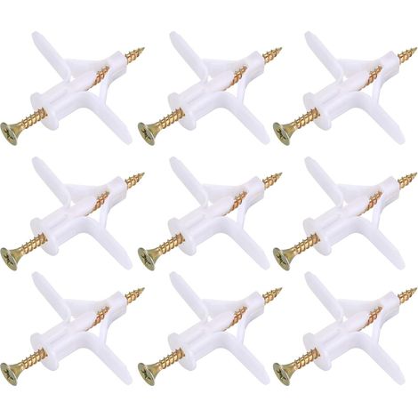 100 piezas de fijaciones para placas de yeso (50 tacos, 50 tornillos), tacos y tornillos para placas de yeso, anclajes, tacos y tornillos para fijaciones de paredes huecas y paneles de yeso. (1/5)
