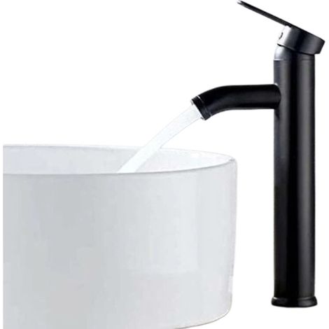 Robinet mitigeur de lavabo noir mat, robinet de salle de bain en acier inoxydable chromé pour trous de lavabo de 32 à 42 mm (1/5)
