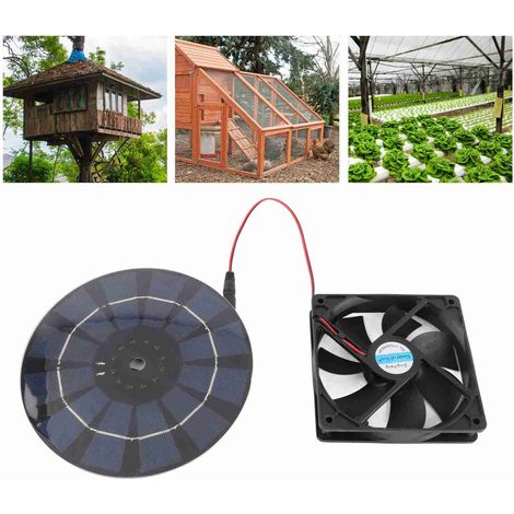 Mini ventilador solar (3 W, silencioso) para gallineros e invernaderos – ABS y aluminio con panel solar. (1/5)