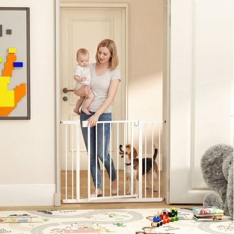 Barrière de sécurité 76-103 cm autofermeture acier blanc HAVRYA (1/3)
