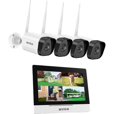 Sistema di videosorveglianza, touchscreen da 7", visione notturna, 4 telecamere, senza spina (1/2)