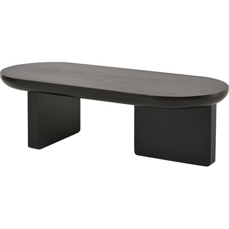 Ovaler schwarzer Couchtisch aus MDF 119,7 x 49,8 x 35,5 cm (1/5)