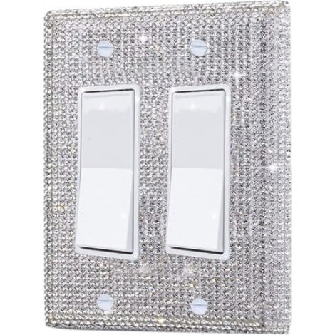 2 Stück US-Standard-Schalterpanel-Aufkleber mit Strasssteinen, Steckdosenrahmen