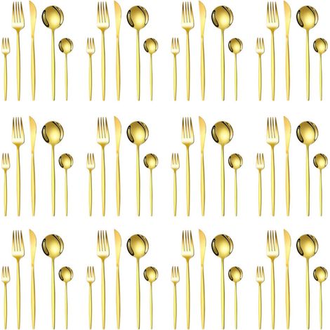 Basetbl – Ménagère 60 pièces en acier inoxydable poli miroir – Service pour 12 personnes – Poignée ergonomique – Coffret cadeau élégant