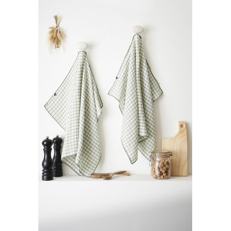 Lot de 2 essuie-mains "Vickie" 50 x 70 cm Tissé teint "Gaze de Coton" l'Effet Papillon