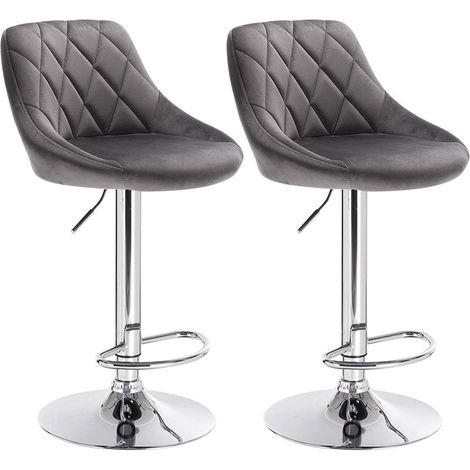 Tabouret de bar en velours lot de 2 pièces gris foncé (1/5)