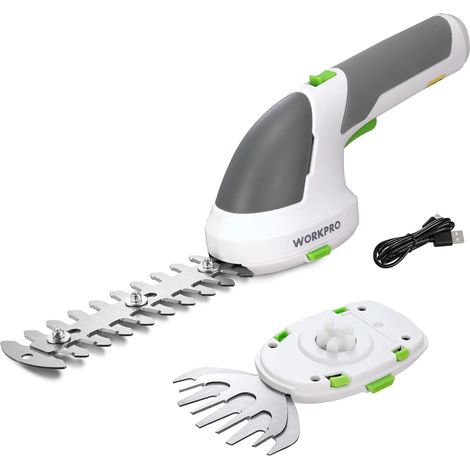 1 Cisaille Sculpte-Haie et Taille-Herbes, 2 Lames Interchangeables, Batterie 7,2V 2000mAh, Pour Jardin Et Pelouse