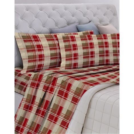 GEMITEX Completo Letto Made in Italy in 100% Cotone DIS. 797 SCOZZESE BORDEAUX, MATRIMONIALE, Linea COTONE IN, colore BORDEAUX, con TRATTAMENTO ANTIPILLING e ANALLERGICO (1/2)
