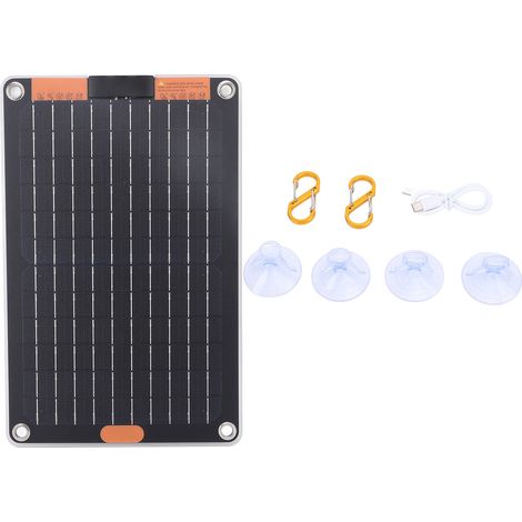 Panneau solaire 15W 5V 2A, double sortie de Type C, chargeur Portable en silicium monocristallin pour téléphone, appareil photo et tablette (1/5)