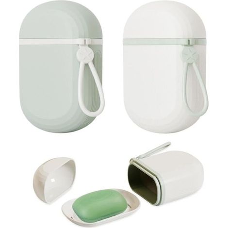 Lot de 2 boîtes à savon voyage – étanches, avec couvercles, usage camping/douche/salle de bain/extérieur (1/5)