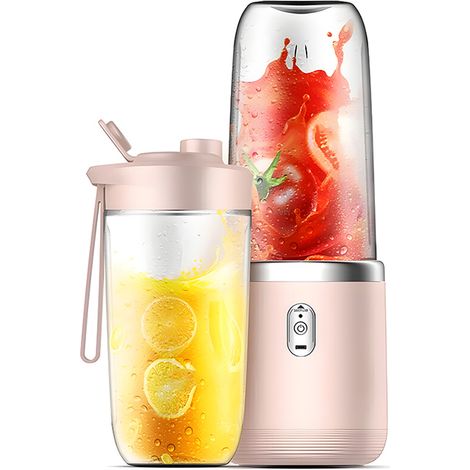 (Rose) Lot de 2 extracteurs de jus portables rechargeables, petit gobelet à jus multifonctionnel (1/5)