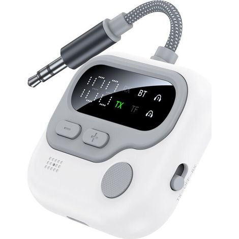 Adattatore con schermo LED da 5,4", trasmettitore-ricevitore, jack AUX da 3,5 mm, scheda TF, riproduzione audio stereo Hi-Fi per TV, PC e auto. (1/2)