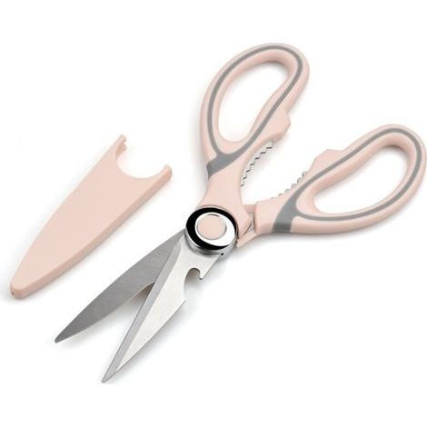 Ciseaux Cuisine, Ciseaux Cuisine Robustes, Professionnel Acier Inoxydable Ciseaux,Multiusage Ciseaux avec Couvercle(Rose) (1/5)