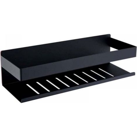 Étagère de Douche Auto-adhésif, Étagère Salle de Bain sans Perçage SUS304 Acier Inoxydable Adhésive Panier de Douche, Noir Mat 23C (1/4)