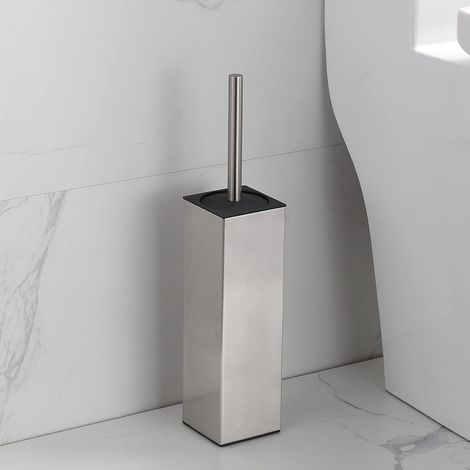 BEBUSINGOTO Toilettenbürstenhalter, freistehend, gebürstetes Nickel, Edelstahl 304, Toilettenbürste und Halter 304 für Badezimmer – platzsparend, robust, gründliche Reinigung