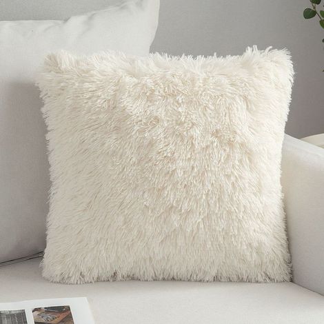 Set mit 2 flauschigen Kunstfellkissen, weiche Kunstfell-Kissenbezüge, flauschige Kunstfellkissen, Dekokissen, Kissenbezüge für Sofas und Schlafzimmer, 43x (1/5)