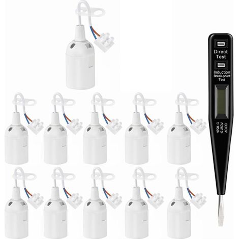 11Pcs -DOUille E27 blanc, E27 rénovation -DOUille, 250V 4A -DOUille de lampe avec câble, -DOUille de Chantier, convertisseur Baïonnette pour Ampoules LED et Ampoules Halogènes.-DOU