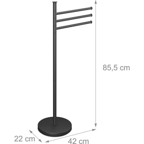 Porte-serviettes moderne à 3 barres 85,5 x 42 x 22 cm pratique pivotant salle de bain finition mate en acier inoxydable (1/4)