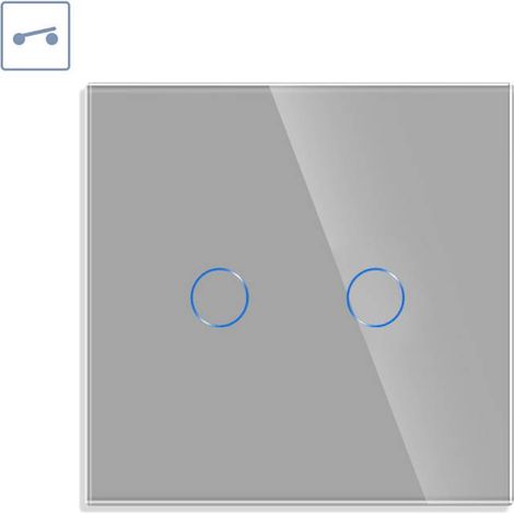 Interruptor táctil doble KOOB frontal cristal gris (1/4)