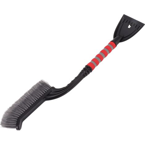 Brosse à neige, grattoir à glace amovible, outil de déneigement avec poignée ergonomique en mousse pour voitures et camions, gris et rouge (1/5)