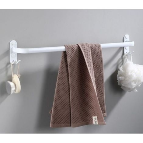 30cm White Aluminium Single Towel Rail, Multi-Tier Bathroom Towel Rack, No Drilling Required - AquaForge (1/4)