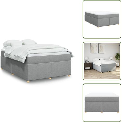 Sommier à lattes de lit avec matelas Gris clair 140x190cm Tissu - Sommier À Lattes De Lit - Sommiers À Lattes De Lit - Lit - Meuble De Chambre À Coucher (1/5)