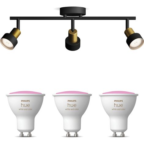 Philips Hue Conduit Aufbauspot mit 3 Lichtpunkten GU10 (Gold/Schwarz) Weißes und Farbiges Licht - White and Color Ambiance (1/5)
