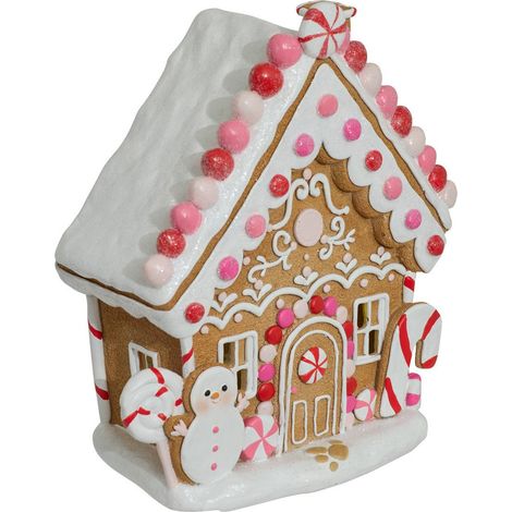 Casa in resina rosa 24,5 cm - Feeric lights & christmas