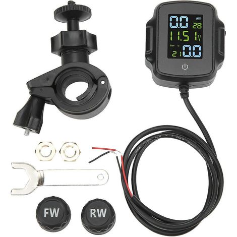 Reifendruckkontrollsystem für Motorräder mit 2 externen Sensoren, TPMS, 12V-USB-Ladefunktion, hochpräzises Display (1/5)