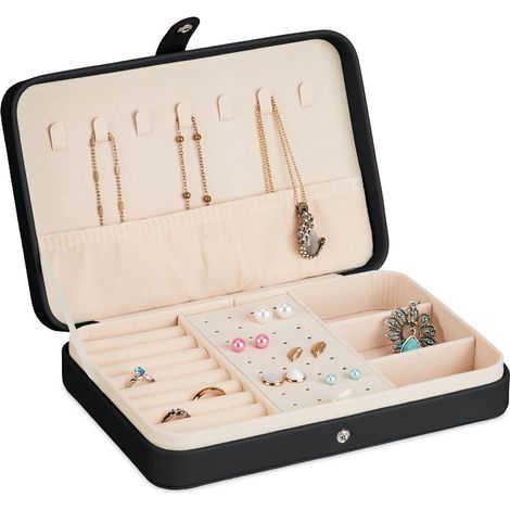 Estuche de viaje para joyas: organizador compacto con aspecto de cuero
