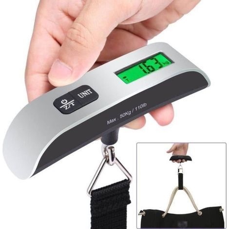 Bilancia elettronica per bagagli, bilancia da viaggio, bilancia digitale portatile, bilancia da appendere, portata massima 50 kg (110 libbre) (1/3)