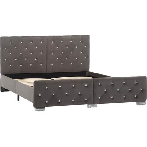 Maison Exclusive - Bettgestell Grau Samt 140x200 cm (1/5)