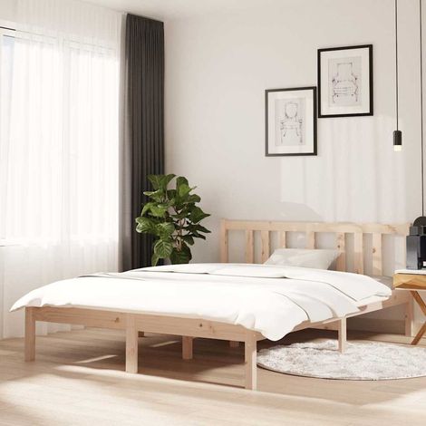 Estructura de cama doble sin colchón madera maciza 135x190 cm (1/5)