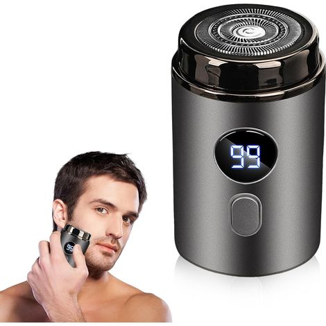 Mini Rasoir Electrique, Mini Rasoir Portable Rechargeable avec Affichage Numérique, Rasoir Electrique Portatif, Rasoir à Capsules Mini-Shave Elektrorasierer, Rechargeable par USB, Etanche (1/5)