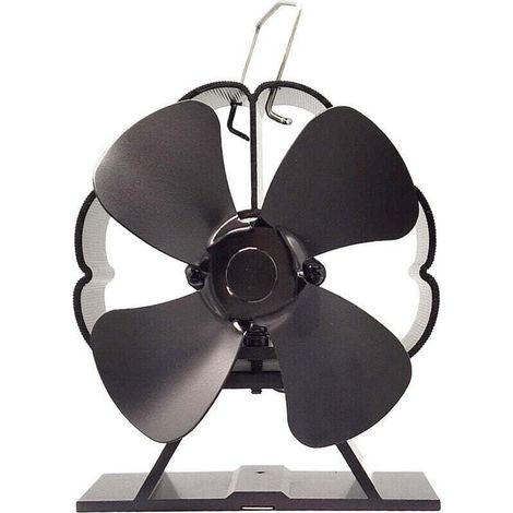 Ventilateur de poêle à bois alimenté par la chaleur - 4 lames - Ventilateur silencieux - Respectueux de l'environnement - Pour la maison - Chaleur très efficace (1/4)