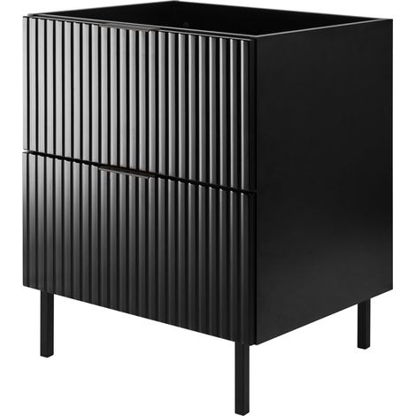 Mobile lavabo, Nero, 60 x 77 x 46 cm, maniglia nera, gambe nere, senza piano (1/5)