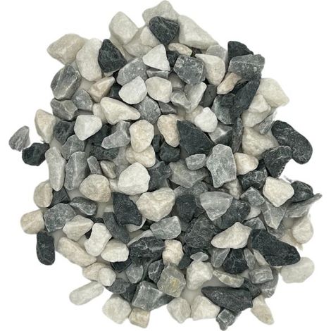 PACK +/- 1T (2 X 500Kg) Gravier Multicolore Sombre de Marbre (noir, blanc et gris) Ø 8/16 mm - Livraison STANDARD (1/5)