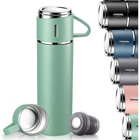 Isolierflasche Thermoskanne auslaufsicherer Trinkbecher leicht zu transportieren BPA-frei mit Deckel und Griff geeignet für Arbeit Schule und die (1/2)