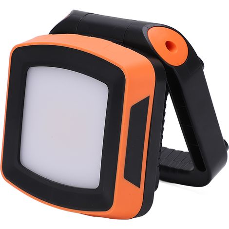 Projecteur LED portable rechargeable orange, support pliable, lampe de travail universelle, convient aux voitures et aux motos. (1/5)