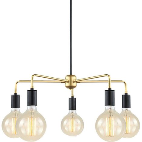 Italux Malene - Pendente a sospensione moderno nero, oro 5 luci, attacco E27 (1/3)