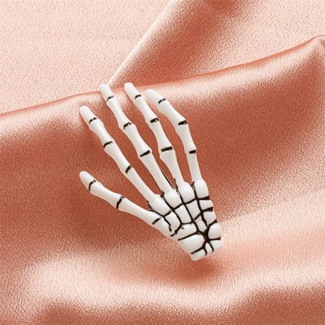 Halloween Skeleton Hair Clip Personality New Fashion Original Night Wind Halloween Ghost Claw Clip 4 4 7cm White (1/2)