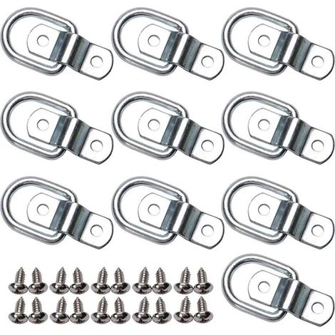 Lot de 10 anneaux d'arrimage avec crochets de traction pour remorque, camion et voiture, accessoires de fixation robuste (1/4)