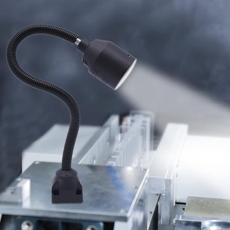Lampe de travail LED flexible avec base fixe et bras rotatif à 360° pour CNC, poinçonnage, tour, perceuse, appareils, machines et établi d'atelier (1/5)