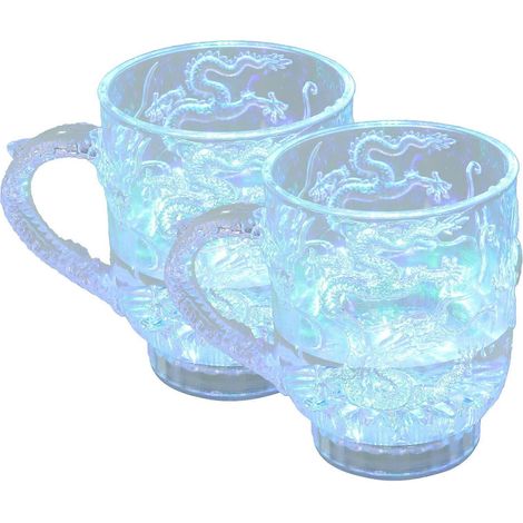 Stück LED-blinkende, farbenfrohe Induktionsbecher mit Farbwechsel, empfindliche Trinkbecher für Wasser, Milch, Tee, Kaffeegetränke (Drachenmuster) (285 ml)-9.7X8X5.5cm (1/2)