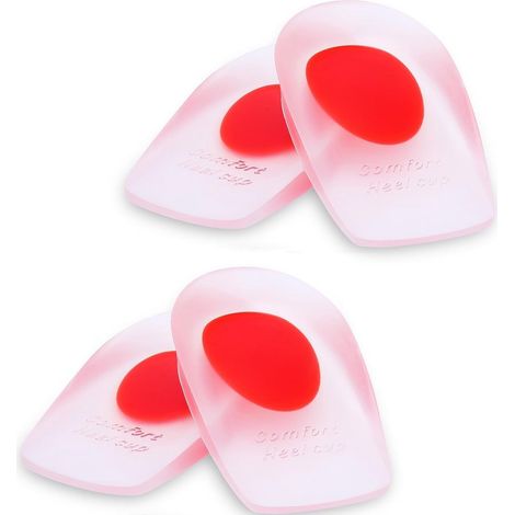 2 paires de talonnettes en silicone transparentes pour le sport, semelles amortissantes en forme de U, talonnettes en PU demi-pointure (1/4)
